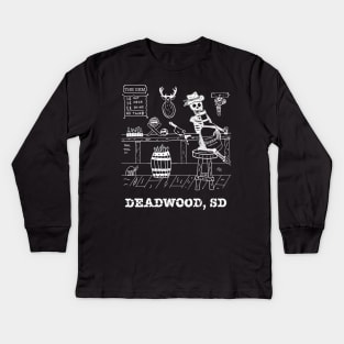 Deadwood Bar Skeleton Kids Long Sleeve T-Shirt